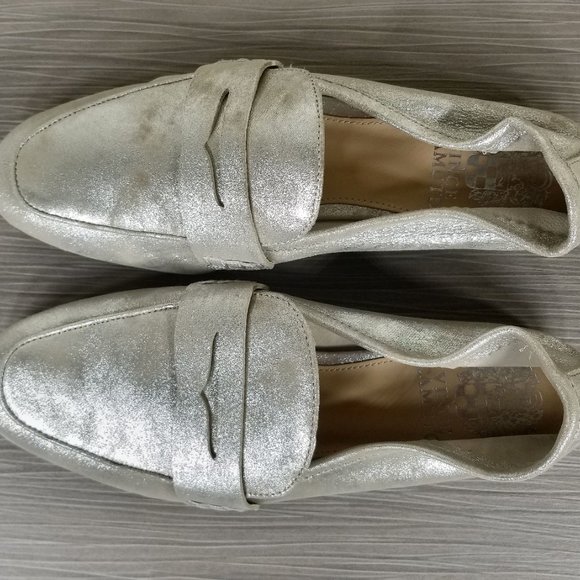 Vince Camuto Macinda Penny Loafer, Silver Leather, Womens Size 7 M / 37.5 - Picture 8 of 11